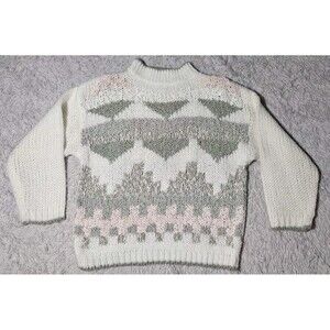VTG Shenanigans Pullover Sweater Womens Large Hand Knit Long Sleeve Cottagecore